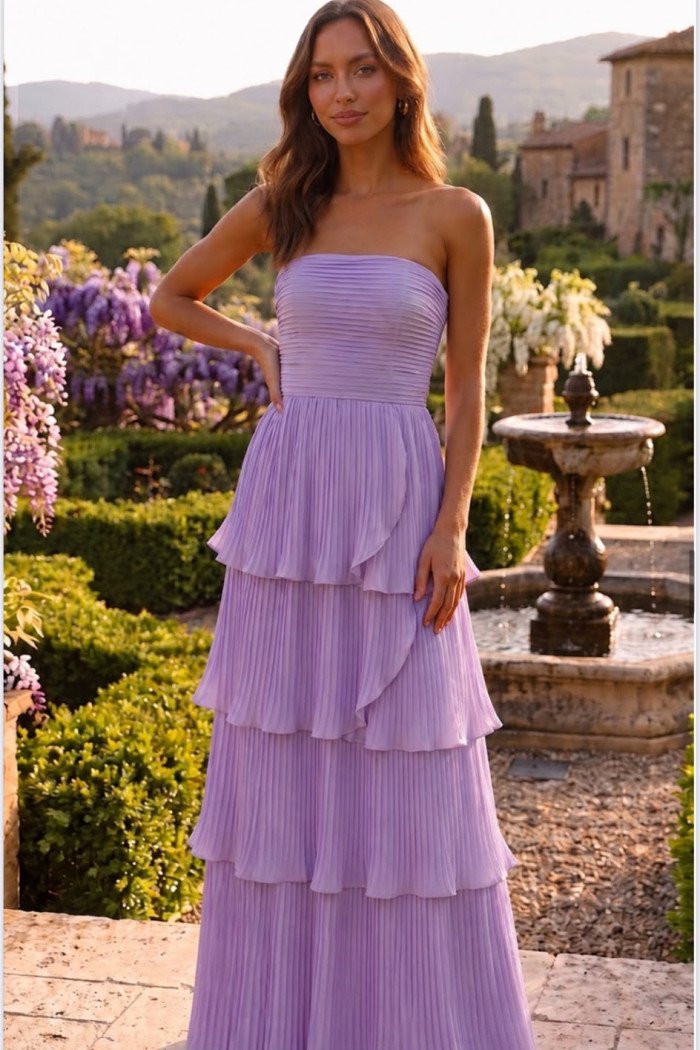 VESTIDO ESPANHA LONGO T.Q.C CAMADAS - LILÁS