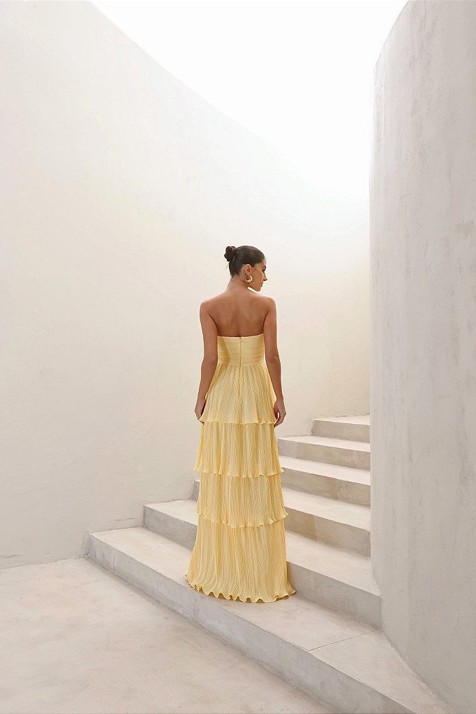 VESTIDO ESPANHA LONGO T.Q.C CAMADAS - CAMOMILA