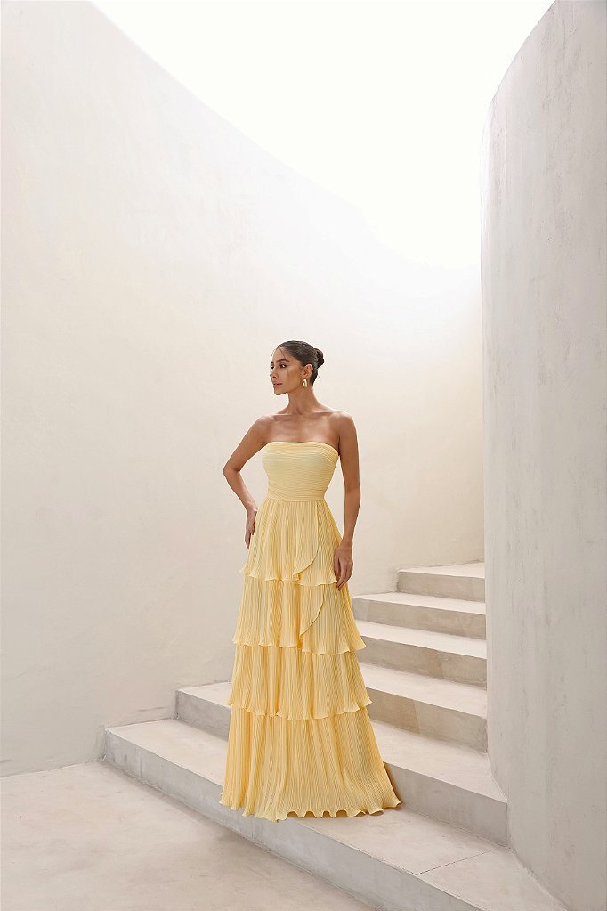 VESTIDO ESPANHA LONGO T.Q.C CAMADAS - CAMOMILA