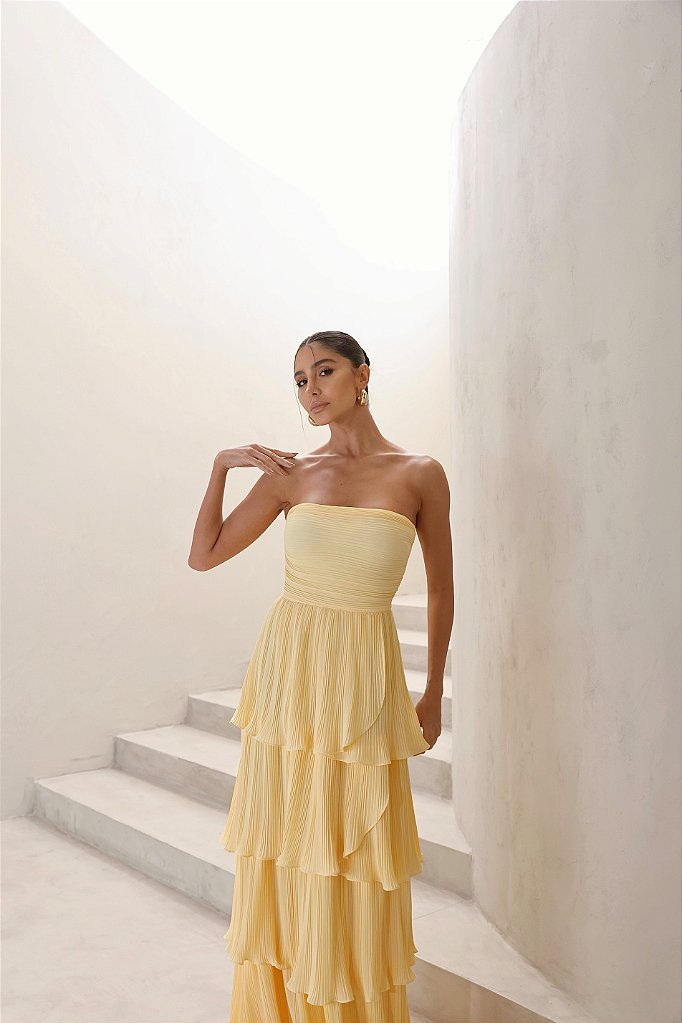 VESTIDO ESPANHA LONGO T.Q.C CAMADAS - CAMOMILA