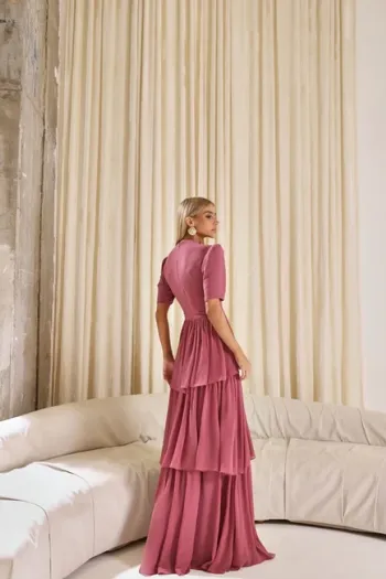 VESTIDO CHARLOTE LONGO CAMADAS - ROSÉ