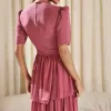 VESTIDO CHARLOTE LONGO CAMADAS - ROSÉ