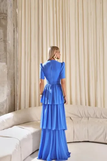 VESTIDO CHARLOTE LONGO CAMADAS - AZUL OCEAN