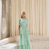 VESTIDO CHARLOTE LONGO CAMADAS - VERDE MENTA