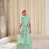 VESTIDO CHARLOTE LONGO CAMADAS - VERDE MENTA