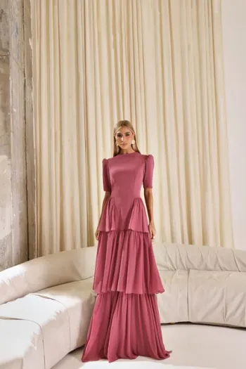 VESTIDO CHARLOTE LONGO CAMADAS - ROSÉ