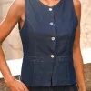CONJUNTO THALITA COLETE E CALÇA BAREL JEANS - LAVAGEM ESCURO