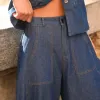 CONJUNTO THALITA COLETE E CALÇA BAREL JEANS - LAVAGEM ESCURO
