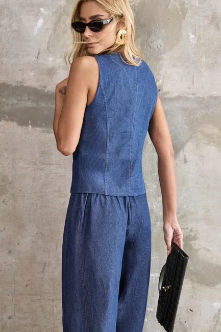 CONJUNTO THALITA COLETE E CALÇA BAREL JEANS - LAVAGEM CLARA