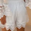 SHORTS MYKONOS EM LAISE BARRA RENDADA - OFF WHITE
