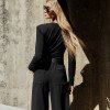 CONJUNTO ADELINE BLUSA E CALÇA MOLETINHO - PRETO