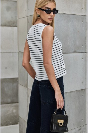 BLUSA ATENAS MODA LISTRADA - OFF WHITE