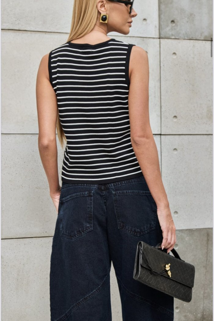 BLUSA ATENAS MODA LISTRADA - PRETO