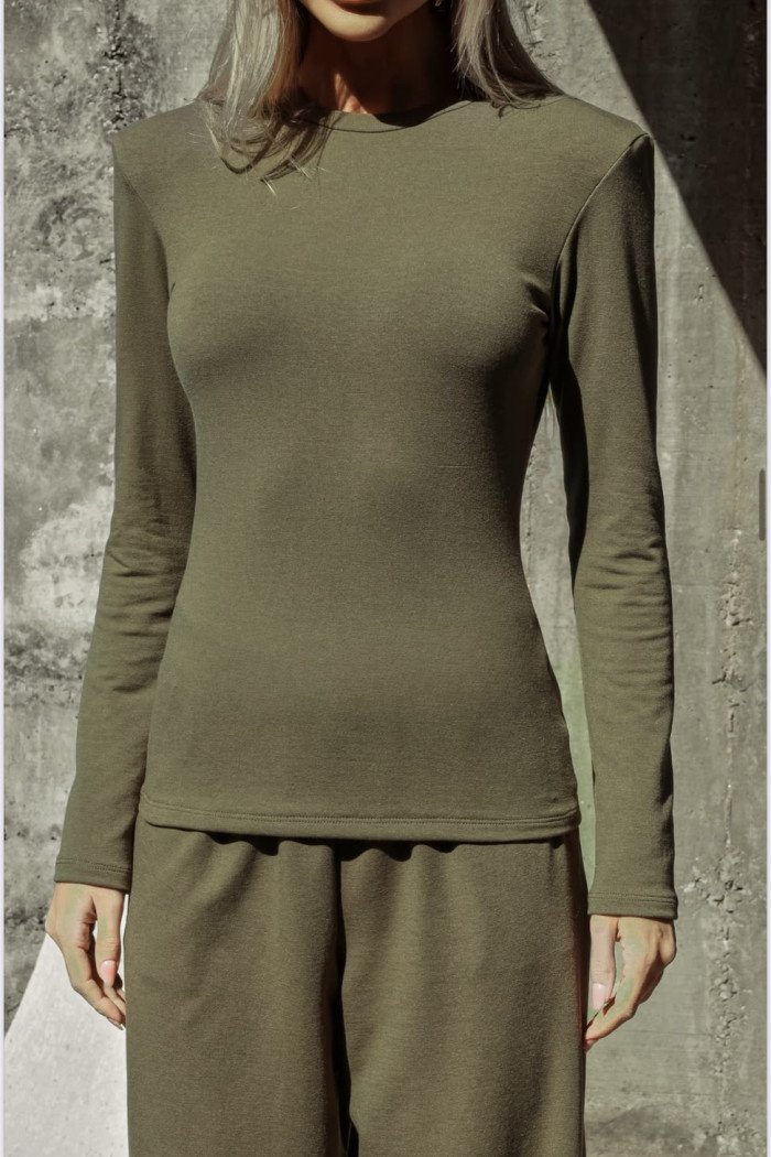 CONJUNTO ADELINE BLUSA E CALÇA MOLETINHO - MILITAR