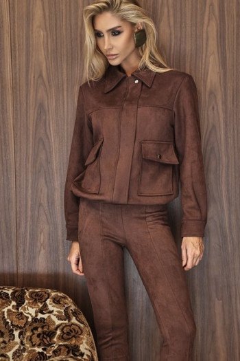 JAQUETA JUJU BOMBER SUEDE - MARROM