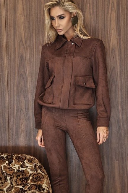 JAQUETA JUJU BOMBER SUEDE - MARROM