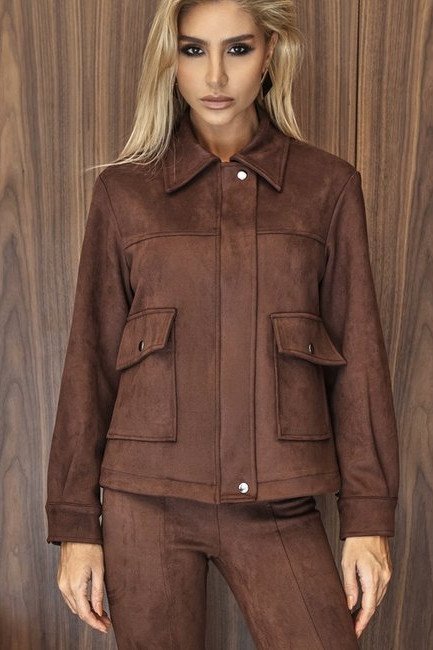 JAQUETA JUJU BOMBER SUEDE - MARROM