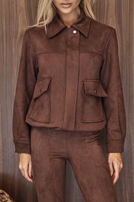 JAQUETA JUJU BOMBER SUEDE - MARROM
