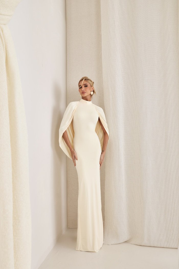 VESTIDO REBECA LONGO CAPA - CREME