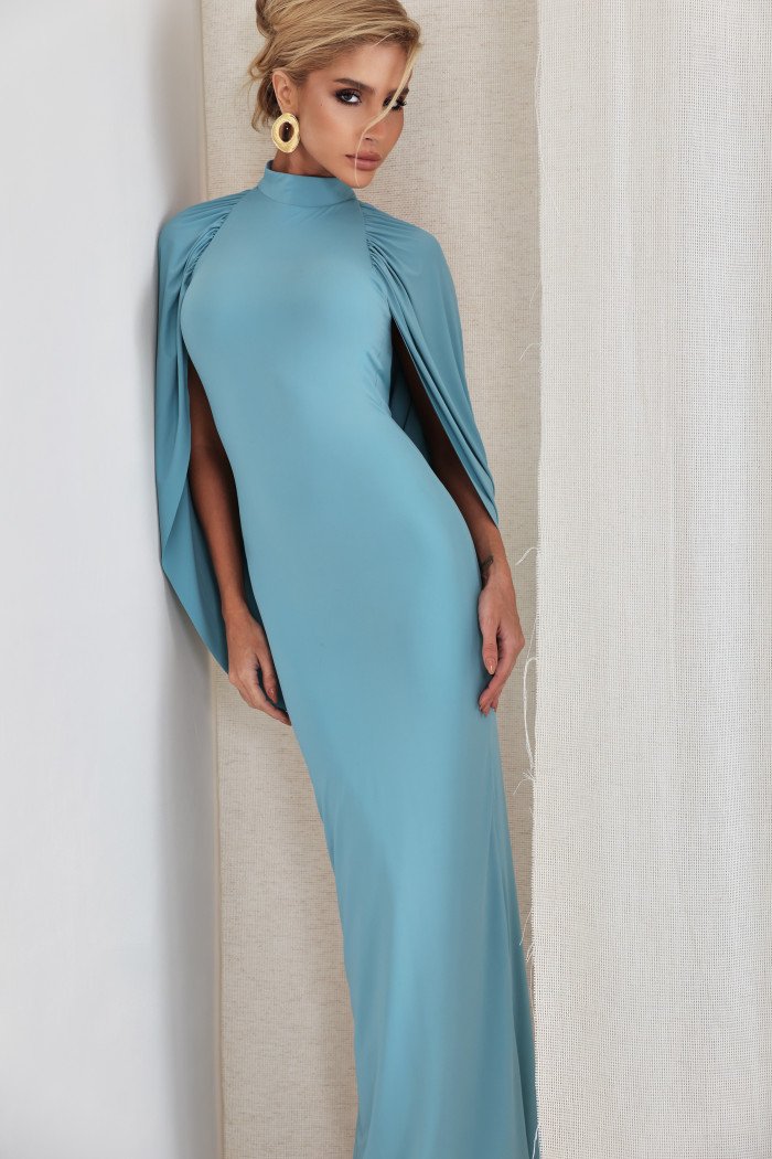 VESTIDO REBECA LONGO CAPA - AZUL SKY