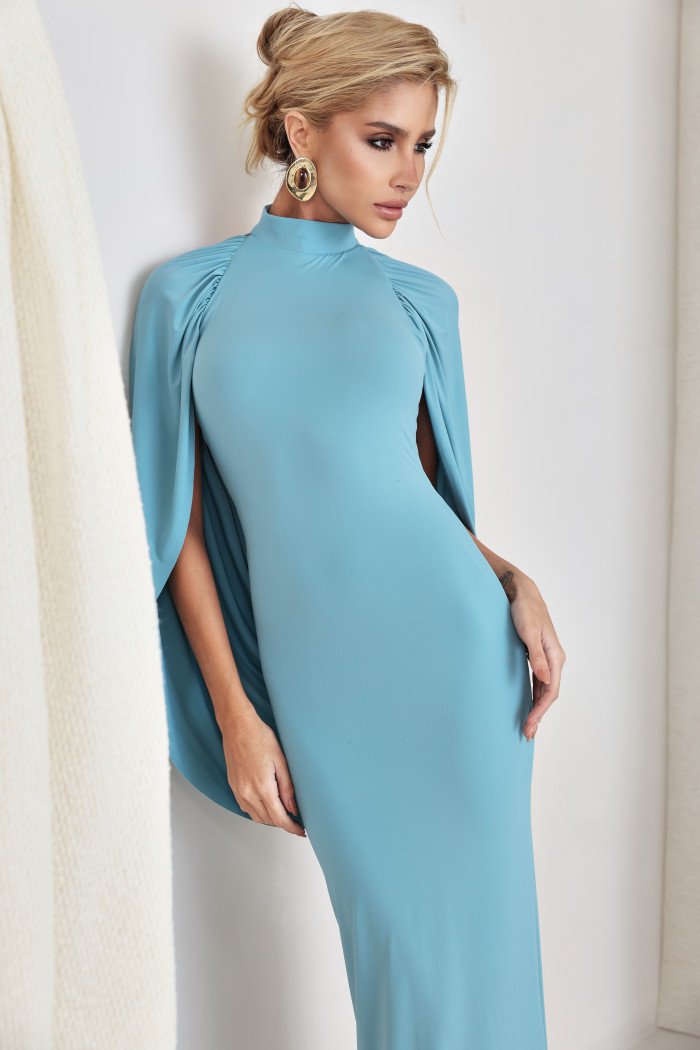 VESTIDO REBECA LONGO CAPA - AZUL SKY