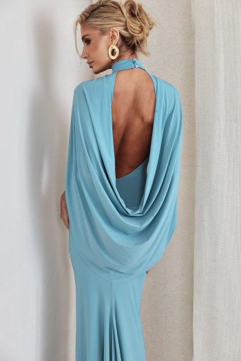 VESTIDO REBECA LONGO CAPA - AZUL SKY