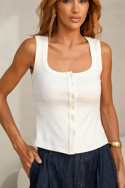 REGATA MARCELY BOTÕES FRENTE - OFF WHITE