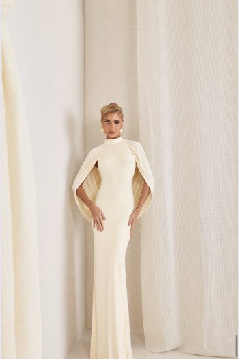 VESTIDO REBECA LONGO CAPA - CREME