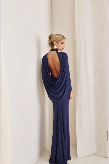 VESTIDO REBECA LONGO CAPA - AZUL BÁLTICO