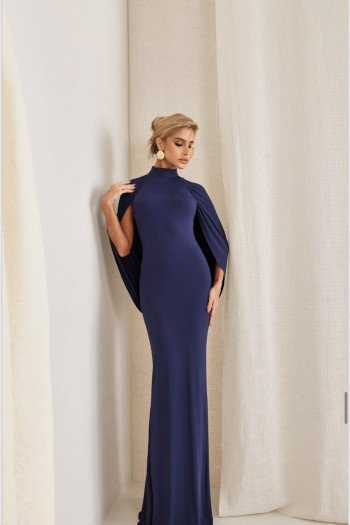 VESTIDO REBECA LONGO CAPA - AZUL BÁLTICO