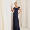 VESTIDO ELEONORA LONGO FRANZIDO - AZUL MARINHO