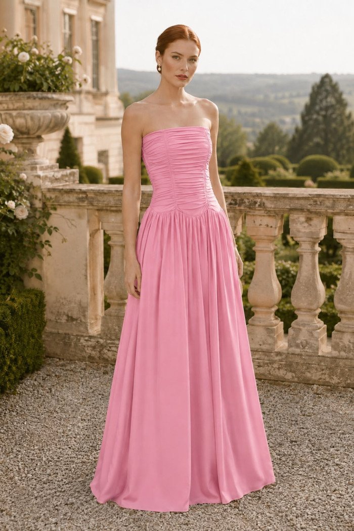 VESTIDO CECILIA BUSTO DRAPEADO JERSEY T.Q.C - ROSA