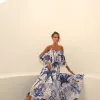 VESTIDO BEATRICE LONGO CIGANINHA ESTAMPADO - AZUL
