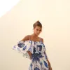 VESTIDO BEATRICE LONGO CIGANINHA ESTAMPADO - AZUL