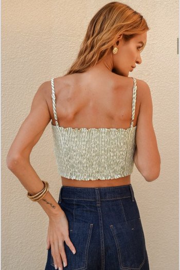 CROPPED LUANA LISTRAS BORDADO - VERDE PISTACHE