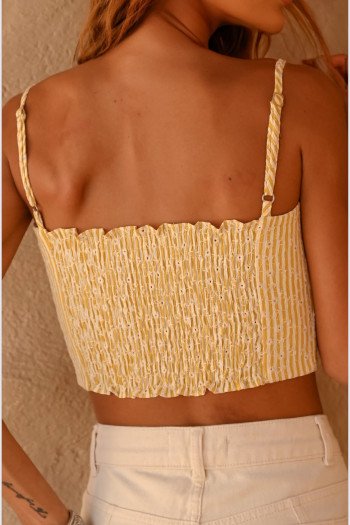 CROPPED LUANA LISTRAS BORDADO - CAMOMILA