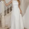 VESTIDO GABRIELA MIDI DETALHE PESPONTADO CAVADO - OFF WHITE/CREME