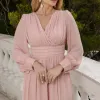 VESTIDO ELISABETE MANGA LONGA CHIFFON - ROSÉ