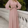 VESTIDO ELISABETE MANGA LONGA CHIFFON - ROSÉ