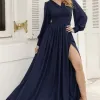 VESTIDO ELISABETE MANGA LONGA CHIFFON - AZUL MARINHO