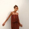 VESTIDO JUJU LONGO BLUSÊ DRAPEADO - TERRACOTA