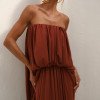 VESTIDO JUJU LONGO BLUSÊ DRAPEADO - TERRACOTA