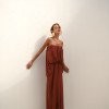 VESTIDO JUJU LONGO BLUSÊ DRAPEADO - TERRACOTA