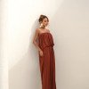 VESTIDO JUJU LONGO BLUSÊ DRAPEADO - TERRACOTA