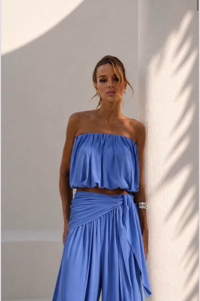 CONJUNTO LOREN BLUSÊ E CALÇA ALADIM - AZUL 