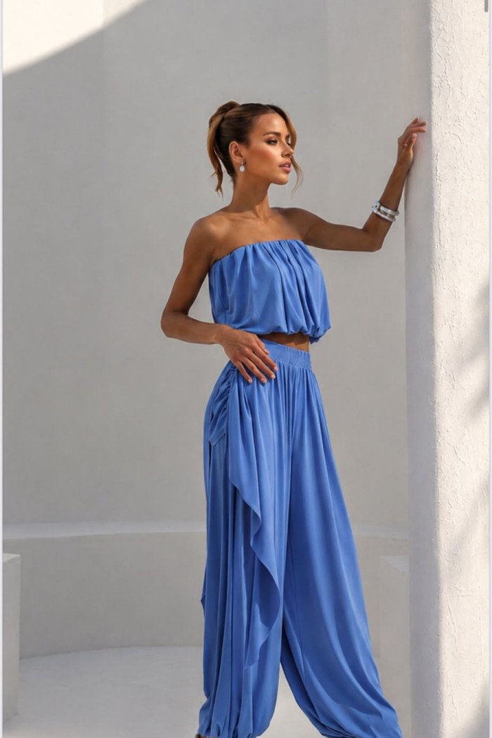 CONJUNTO LOREN BLUSÊ E CALÇA ALADIM - AZUL 