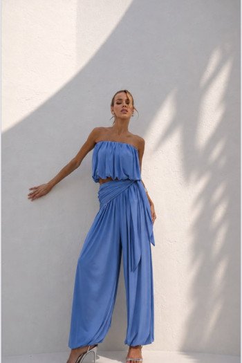 CONJUNTO LOREN BLUSÊ E CALÇA ALADIM - AZUL 