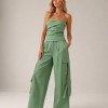 CONJUNTO DAPHNE CROPPED T.Q.C E CALÇA CARGO - VERDE