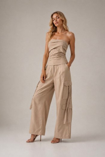 CONJUNTO DAPHNE CROPPED T.Q.C E CALÇA CARGO - CAKI