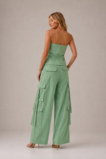 CONJUNTO DAPHNE CROPPED T.Q.C E CALÇA CARGO - VERDE